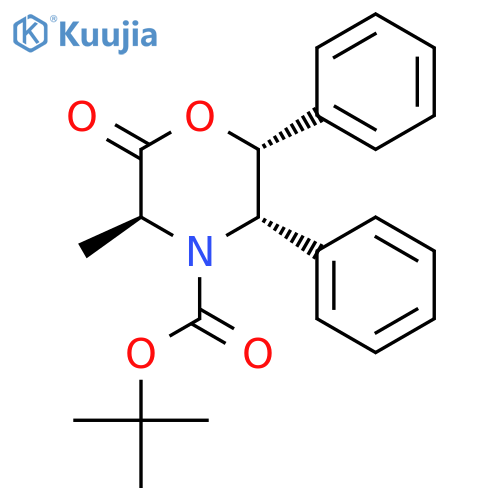 (3S,5S,6R)-4-(tert-butyloxycarbonyl)-5,6-diphenyl-3-methyl-2,3,5,6-tetrahydro-4H-1,4-oxazin-2-one structure