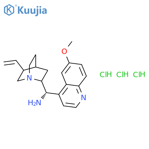 (S)-(6-methoxy-4-quinolyl)-[(1S,2S,4S,5R)-5-vinylquinuclidin-2-yl]methanamine;trihydrochloride structure
