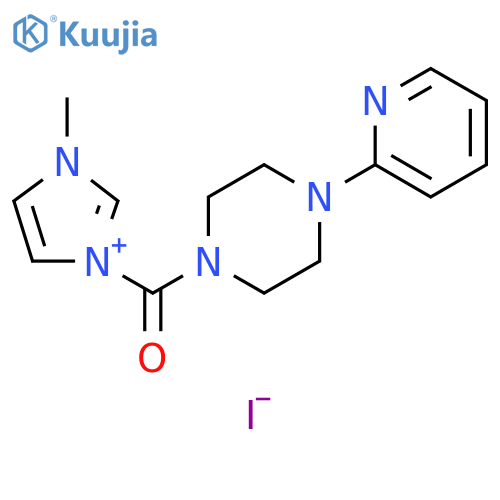 3-Methyl-1-4-(pyridin-2-yl)piperazine-1-carbonyl-1H-imidazol-3-ium Iodide structure