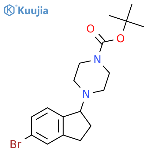 tert-butyl 4-(5-bromo-2,3-dihydro-1H-inden-1-yl)piperazine-1-carboxylate structure