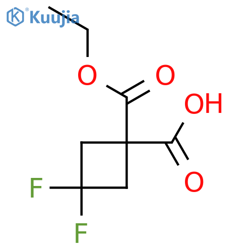 1-(ethoxycarbonyl)-3,3-difluorocyclobutane-1-carboxylic acid structure