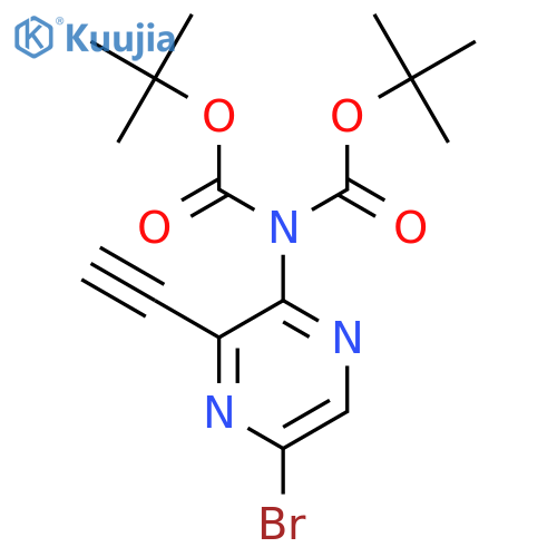 tert-butyl N-(5-bromo-3-ethynyl-pyrazin-2-yl)-N-tert-butoxycarbonyl-carbamate structure
