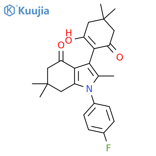 4H-Indol-4-one,1-(4-fluorophenyl)-1,5,6,7-tetrahydro-3-(2-hydroxy-4,4-dimethyl-6-oxo-1-cyclohexen-1-yl)-2,6,6-trimethyl- structure