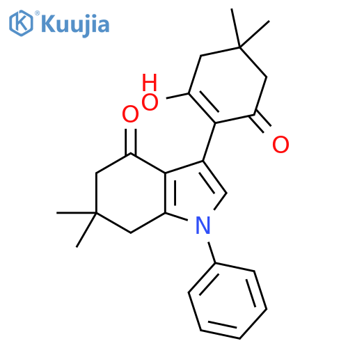 4H-Indol-4-one,1,5,6,7-tetrahydro-3-(2-hydroxy-4,4-dimethyl-6-oxo-1-cyclohexen-1-yl)-6,6-dimethyl-1-phenyl- structure
