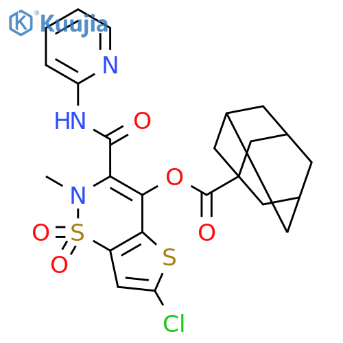 Tricyclo[3.3.1.13,7]decane-1-carboxylicacid,6-chloro-2-methyl-1,1-dioxido-3-[(2-pyridinylamino)carbonyl]-2H-thieno[2,3-e]-1,2-thiazin-4-ylester structure
