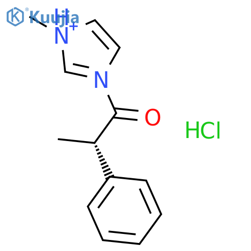 (S)-1-methyl-3-(2-phenylpropanoyl)-1H-imidazol-3-ium chloride structure