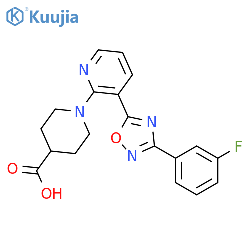 1-{3-3-(3-Fluorophenyl)-1,2,4-oxadiazol-5-ylpyridin-2-yl}piperidine-4-carboxylic Acid structure