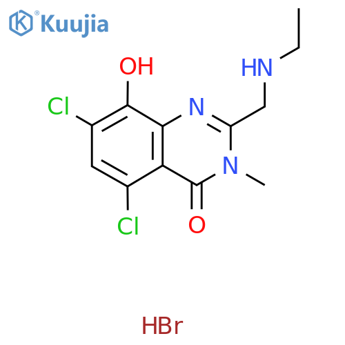 5,7-Dichloro-2-(ethylaminomethyl)-8-hydroxy-3-methylquinazolin-4-one;hydrobromide structure