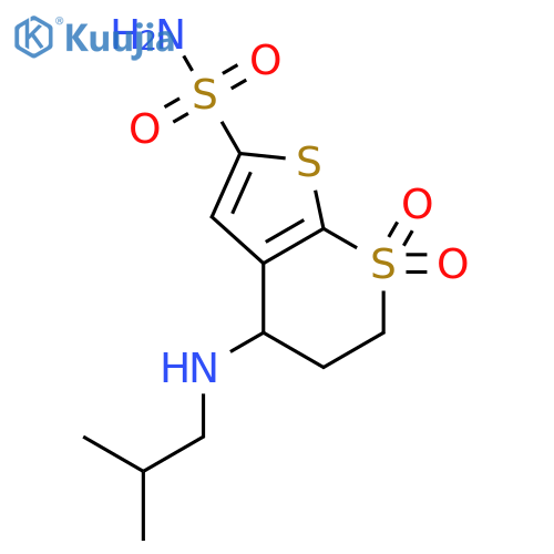 4H-Thieno[2,3-b]thiopyran-2-sulfonamide,5,6-dihydro-4-[(2-methylpropyl)amino]-, 7,7-dioxide structure
