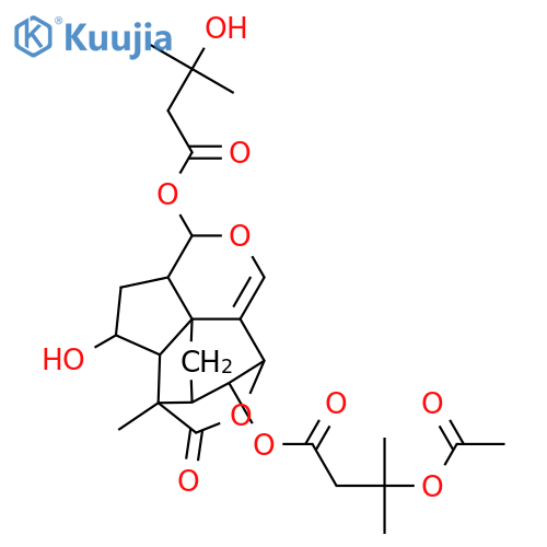 14,15-Epoxy-3,9,14-trihydroxy-5(15)-isocedren-12,4-olide; (3β,4β,9α,14α)-form, 3-O-(3-Acetoxy-3-methylbutanoyl), 14-O-(3-hydroxy-3-methylbutanoyl) structure