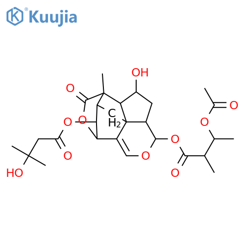 14,15-Epoxy-3,9,14-trihydroxy-5(15)-isocedren-12,4-olide; (3β,4β,9α,14α)-form, 14-O-(3R*-Acetoxy-2R*-methylbutanoyl), 3-O-(3-hydroxy-3-methylbutanoyl) structure