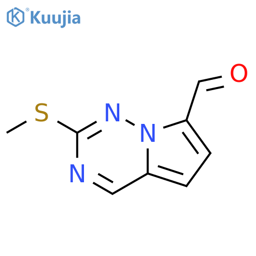 2-(methylsulfanyl)pyrrolo[2,1-f][1,2,4]triazine-7-carbaldehyde structure