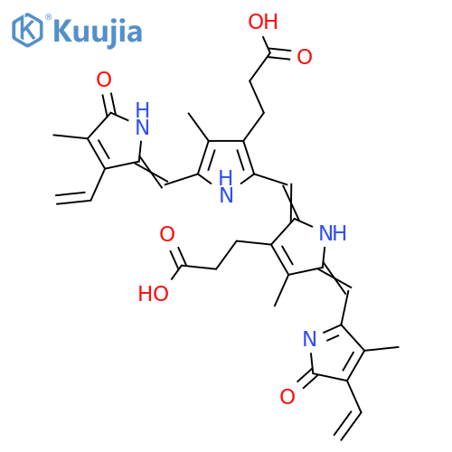 3-[2-[[3-(2-Carboxyethyl)-5-[(3-ethenyl-4-methyl-5-oxopyrrol-2-ylidene)methyl]-4-methyl-1H-pyrrol-2-yl]methylidene]-5-[(4-ethenyl-3-methyl-5-oxopyrrol-2-yl)methylidene]-4-methylpyrrol-3-yl]propanoic acid structure