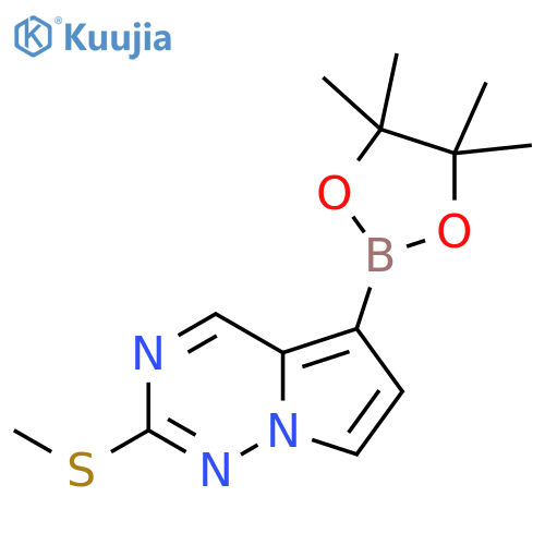 2-(methylsulfanyl)-5-(4,4,5,5-tetramethyl-1,3,2-dioxaborolan-2-yl)pyrrolo[2,1-f][1,2,4]triazine structure