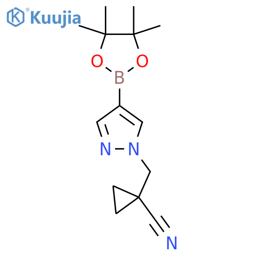 {[4-(4,4,5,5-Tetramethyl-1,3,2-dioxaborolan-2-yl)-1H-pyrazol-1-yl]methyl}cyclopropanecarbonitrile structure
