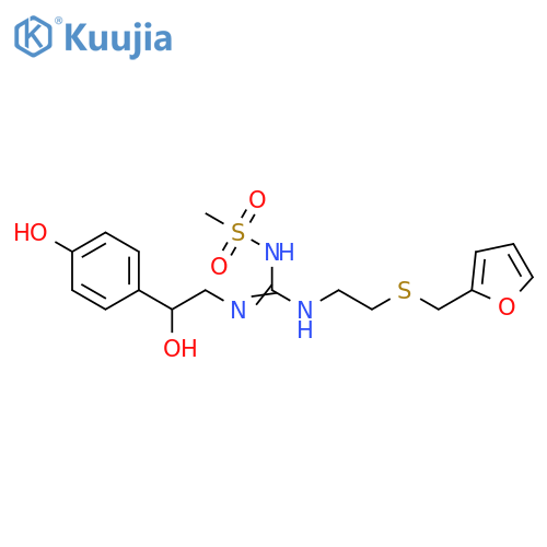 N-2-(2-Furanylmethyl)thioethylamino2-hydroxy-2-(4-hydroxyphenyl)ethyliminomethyl-methanesulfonamide structure
