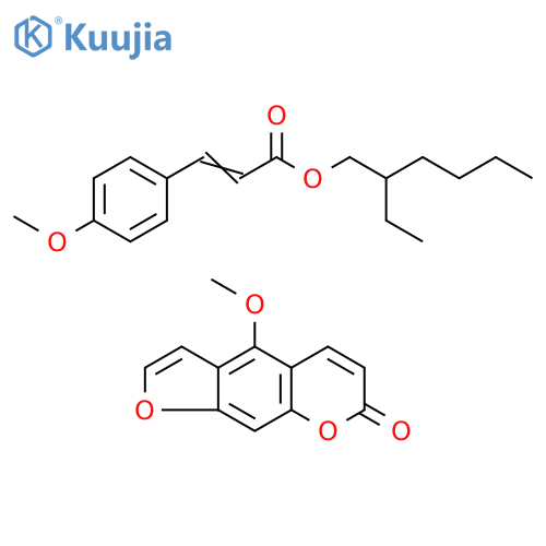 2-Propenoic acid, 3-(4-methoxyphenyl)-, 2-ethylhexyl ester, mixt. with 4-methoxy-7H-furo[3,2-g][1]benzopyran-7-one (9CI) structure