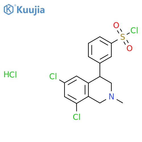 3-(6,8-Dichloro-2-methyl-3,4-dihydro-1H-isoquinolin-4-yl)benzenesulfonyl chloride;hydrochloride structure