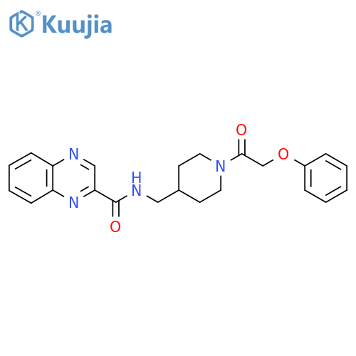 N-{1-(2-phenoxyacetyl)piperidin-4-ylmethyl}quinoxaline-2-carboxamide structure
