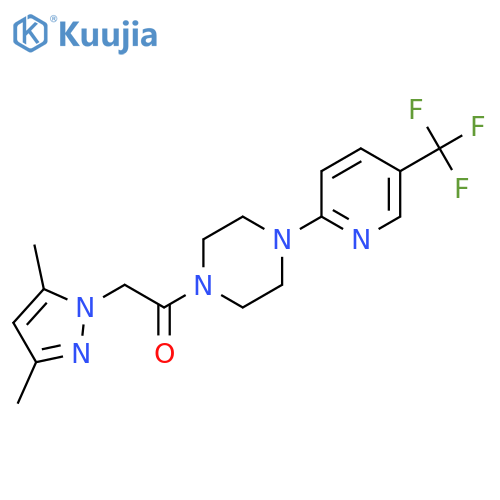 2-(3,5-dimethyl-1H-pyrazol-1-yl)-1-{4-[5-(trifluoromethyl)pyridin-2-yl]piperazin-1-yl}ethan-1-one structure