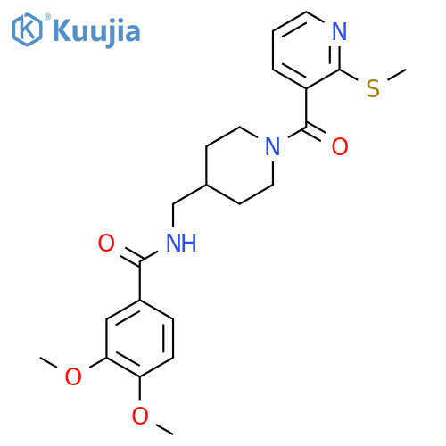 3,4-dimethoxy-N-({1-2-(methylsulfanyl)pyridine-3-carbonylpiperidin-4-yl}methyl)benzamide structure