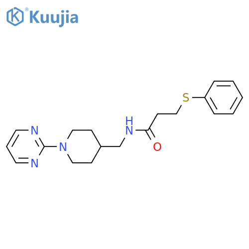 3-(phenylsulfanyl)-N-{[1-(pyrimidin-2-yl)piperidin-4-yl]methyl}propanamide structure