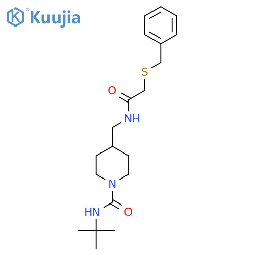 4-{2-(benzylsulfanyl)acetamidomethyl}-N-tert-butylpiperidine-1-carboxamide structure