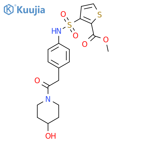 methyl 3-({4-2-(4-hydroxypiperidin-1-yl)-2-oxoethylphenyl}sulfamoyl)thiophene-2-carboxylate structure