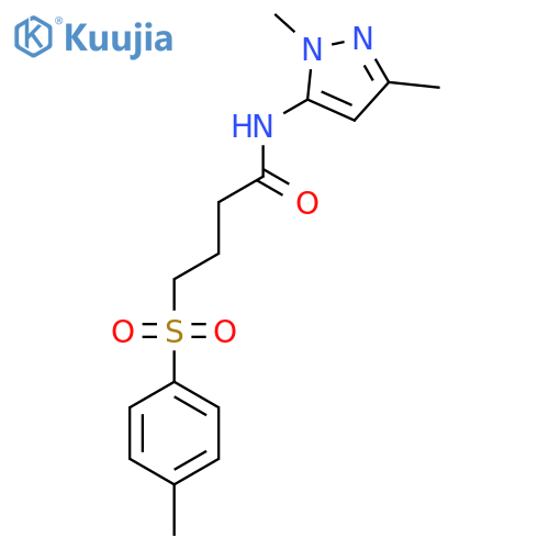 N-(1,3-dimethyl-1H-pyrazol-5-yl)-4-(4-methylbenzenesulfonyl)butanamide structure