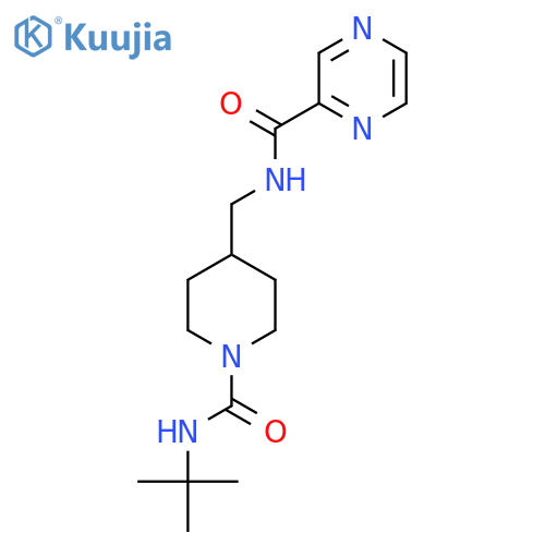N-{1-(tert-butylcarbamoyl)piperidin-4-ylmethyl}pyrazine-2-carboxamide structure