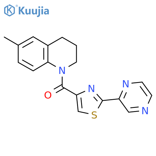6-methyl-1-2-(pyrazin-2-yl)-1,3-thiazole-4-carbonyl-1,2,3,4-tetrahydroquinoline structure