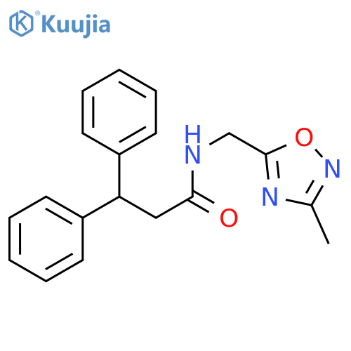 N-(3-methyl-1,2,4-oxadiazol-5-yl)methyl-3,3-diphenylpropanamide structure