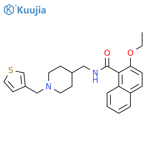 2-ethoxy-N-({1-(thiophen-3-yl)methylpiperidin-4-yl}methyl)naphthalene-1-carboxamide structure
