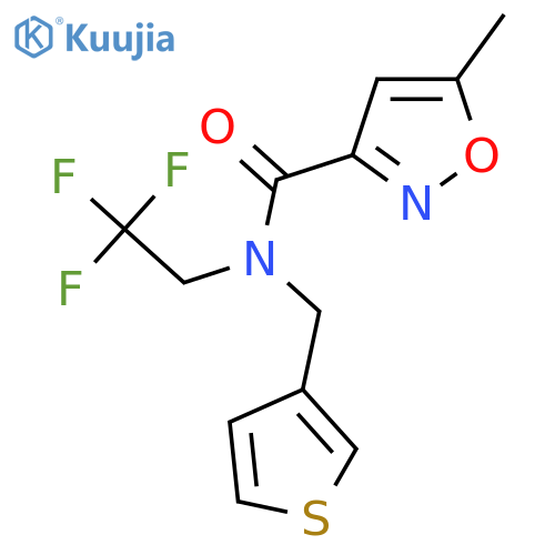 5-methyl-N-(thiophen-3-yl)methyl-N-(2,2,2-trifluoroethyl)-1,2-oxazole-3-carboxamide structure