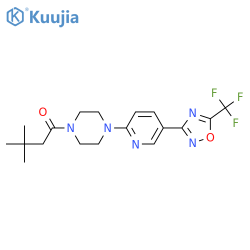 3,3-dimethyl-1-(4-{5-5-(trifluoromethyl)-1,2,4-oxadiazol-3-ylpyridin-2-yl}piperazin-1-yl)butan-1-one structure