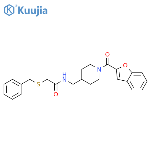 N-{[1-(1-benzofuran-2-carbonyl)piperidin-4-yl]methyl}-2-(benzylsulfanyl)acetamide structure