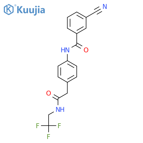 3-cyano-N-(4-{[(2,2,2-trifluoroethyl)carbamoyl]methyl}phenyl)benzamide structure