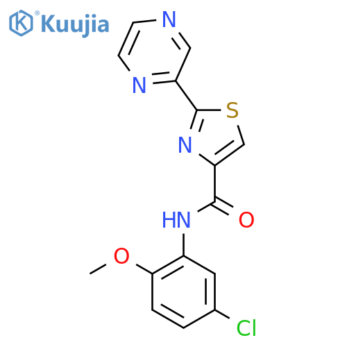 N-(5-chloro-2-methoxyphenyl)-2-(pyrazin-2-yl)-1,3-thiazole-4-carboxamide structure