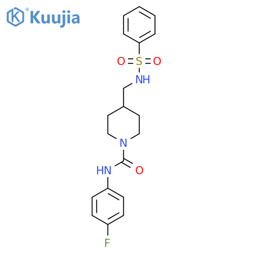 4-(benzenesulfonamidomethyl)-N-(4-fluorophenyl)piperidine-1-carboxamide structure
