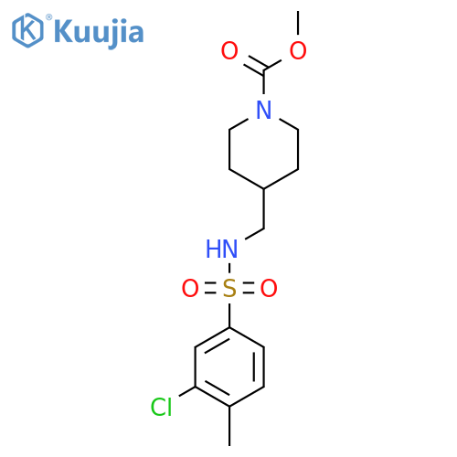 methyl 4-(3-chloro-4-methylbenzenesulfonamido)methylpiperidine-1-carboxylate structure