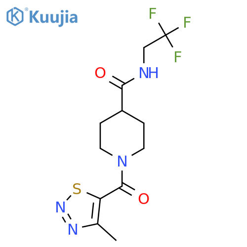 1-(4-methyl-1,2,3-thiadiazole-5-carbonyl)-N-(2,2,2-trifluoroethyl)piperidine-4-carboxamide structure
