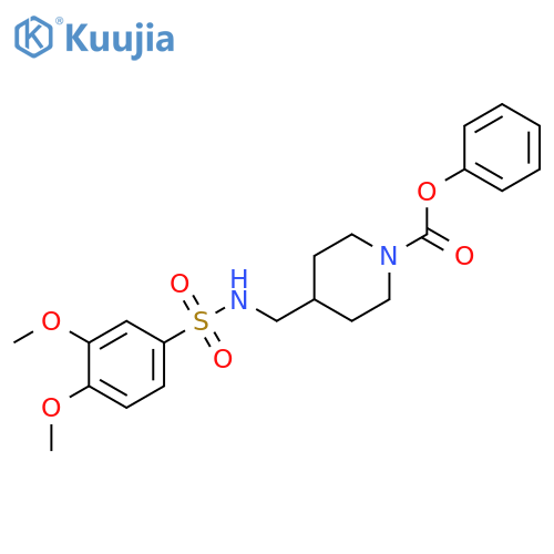 phenyl 4-[(3,4-dimethoxybenzenesulfonamido)methyl]piperidine-1-carboxylate structure