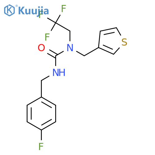 1-(4-fluorophenyl)methyl-3-(thiophen-3-yl)methyl-3-(2,2,2-trifluoroethyl)urea structure