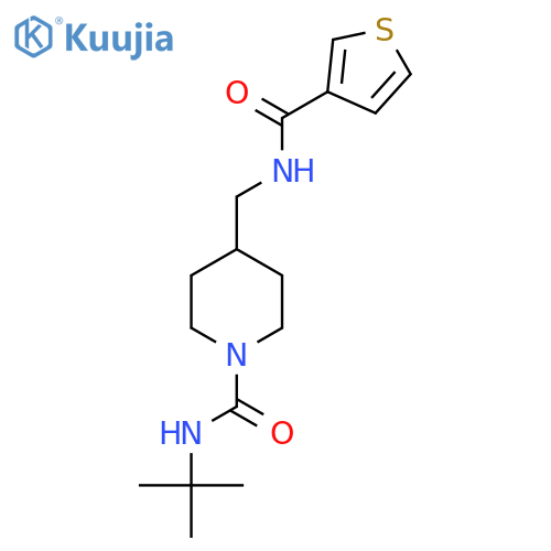 N-tert-butyl-4-{(thiophen-3-yl)formamidomethyl}piperidine-1-carboxamide structure