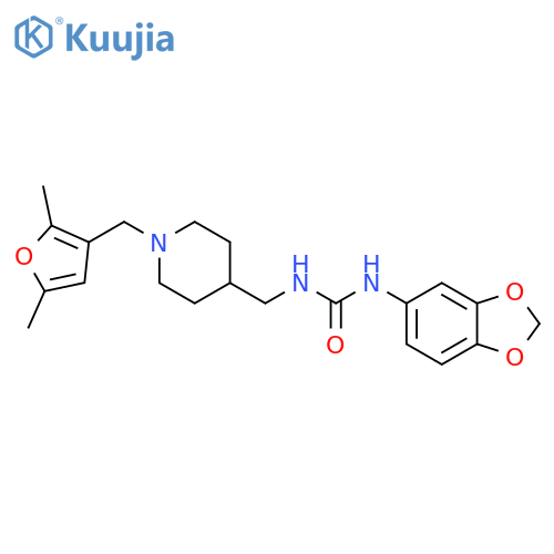 3-(2H-1,3-benzodioxol-5-yl)-1-({1-(2,5-dimethylfuran-3-yl)methylpiperidin-4-yl}methyl)urea structure