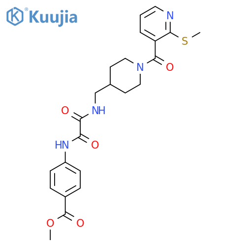 methyl 4-{({1-2-(methylsulfanyl)pyridine-3-carbonylpiperidin-4-yl}methyl)carbamoylformamido}benzoate structure