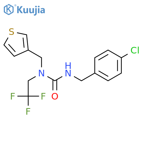 1-(4-chlorophenyl)methyl-3-(thiophen-3-yl)methyl-3-(2,2,2-trifluoroethyl)urea structure