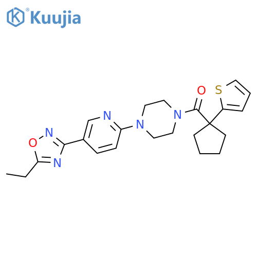1-5-(5-ethyl-1,2,4-oxadiazol-3-yl)pyridin-2-yl-4-1-(thiophen-2-yl)cyclopentanecarbonylpiperazine structure