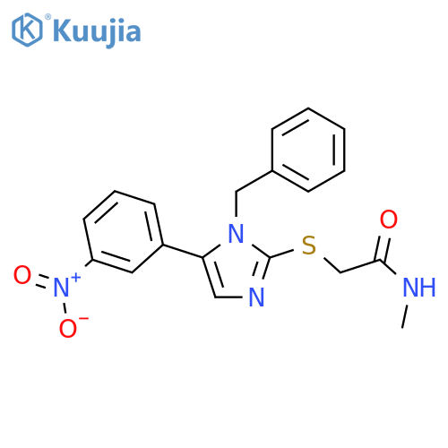 2-{[1-benzyl-5-(3-nitrophenyl)-1H-imidazol-2-yl]sulfanyl}-N-methylacetamide structure