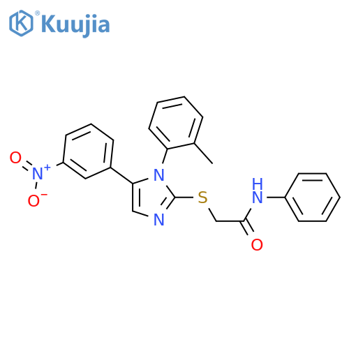 2-{[1-(2-methylphenyl)-5-(3-nitrophenyl)-1H-imidazol-2-yl]sulfanyl}-N-phenylacetamide structure